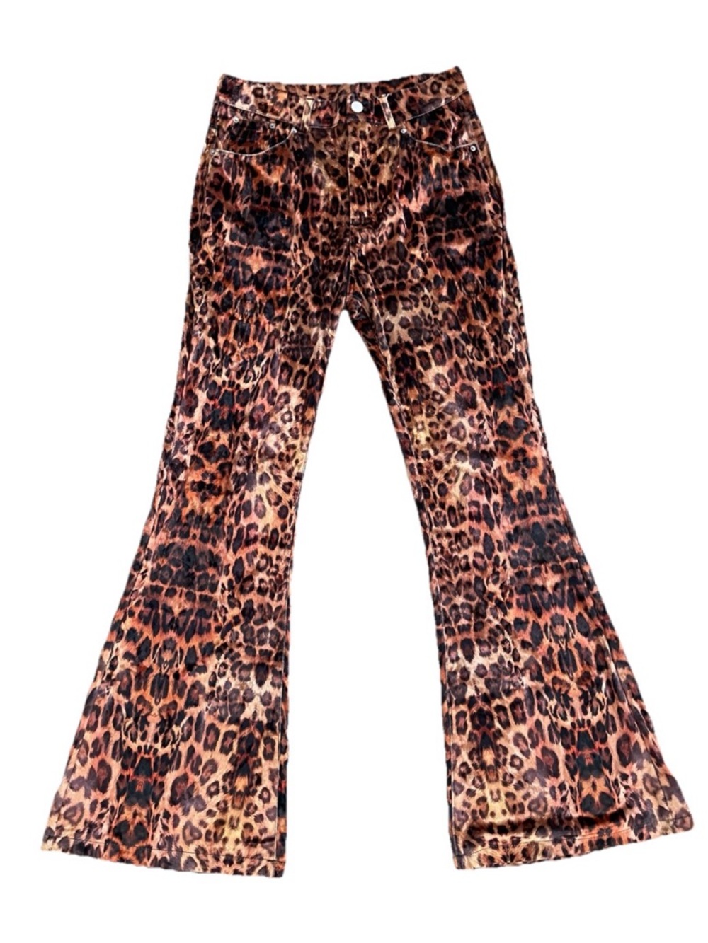 Rockstar Style LEOPARD Print STRETCH VELVET Flare JEANS Size Small NWT